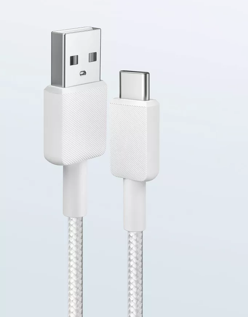Durable Braided Transmission Cord, USB-A to USB-C Plug